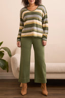 Tribal Ladies Chive LS U-Neck Sweater