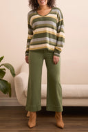 Tribal Ladies Chive LS U-Neck Sweater