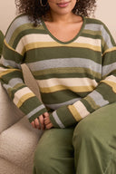 Tribal Ladies Chive LS U-Neck Sweater