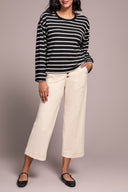 Tribal Ladies Black LS Crew Neck Top w/Cuff