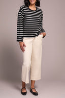 Tribal Ladies Black LS Crew Neck Top w/Cuff