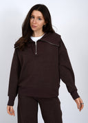 RD Style Ladies Umber Seam Mel Soft Knit Half Zip Pullover