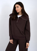 RD Style Ladies Umber Seam Mel Soft Knit Half Zip Pullover