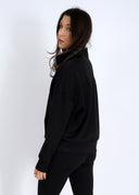 RD Style Ladies Black Seanni Soft Knit LS Half Zip Pullover