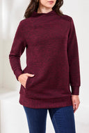 Tribal Ladies Wine LS Tunic w/Invisible Pockets