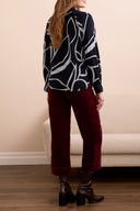 Tribal Ladies Grey Mix LS Henley Top w/Side Slits