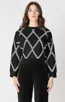 Dex Ladies Black/Cream Diamond Check Sweater