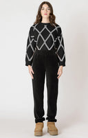 Dex Ladies Black/Cream Diamond Check Sweater