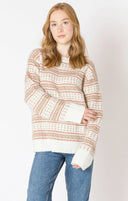 Dex Ladies Red Fairisle Oversized Patterned Sweater