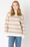 Dex Ladies Red Fairisle Oversized Patterned Sweater