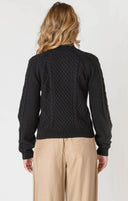 Dex/Room 34 Ladies Black Half Zip Cable Knit Sweater
