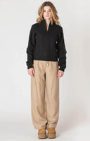 Dex/Room 34 Ladies Black Half Zip Cable Knit Sweater