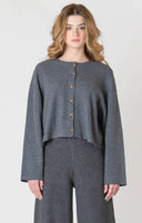 Dex/Room 34 Ladies Charcoal Heather Ribbed Cardigan
