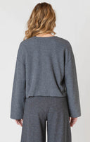 Dex/Room 34 Ladies Charcoal Heather Ribbed Cardigan