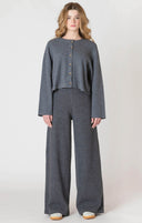 Dex/Room 34 Ladies Charcoal Heather Ribbed Cardigan