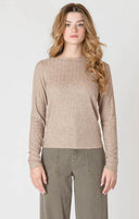 Dex/Room 34 Ladies Heather Taupe Boatneck Textured Top