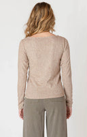 Dex/Room 34 Ladies Heather Taupe Boatneck Textured Top