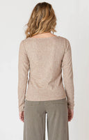 Dex/Room 34 Ladies Heather Taupe Boatneck Textured Top