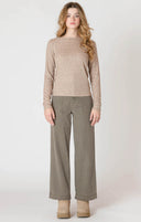Dex/Room 34 Ladies Heather Taupe Boatneck Textured Top