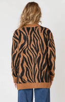 Dex/Room 34 Ladies Tiger Button Front Patterned Cardigan