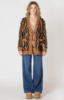 Dex/Room 34 Ladies Tiger Button Front Patterned Cardigan