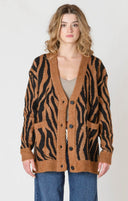 Dex/Room 34 Ladies Tiger Button Front Patterned Cardigan