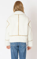 Dex Ladies Ecru/Camel Contrast Detail Fleece Jacket