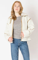 Dex Ladies Ecru/Camel Contrast Detail Fleece Jacket