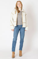 Dex Ladies Ecru/Camel Contrast Detail Fleece Jacket