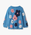 Hatley Girls Azure Blue Floral Cluster Furry Sweater