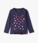 Hatley Girls Patriot Blue Falling Hearts LS Tshirt