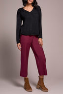 Tribal Ladies Black Ls V-Neck Top w/Pleats