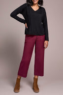 Tribal Ladies Black Ls V-Neck Top w/Pleats