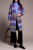 Tribal Ladies Blue Violet Long Sweater Cardigan w/Puff Sleeve