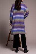 Tribal Ladies Blue Violet Long Sweater Cardigan w/Puff Sleeve