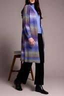 Tribal Ladies Blue Violet Long Sweater Cardigan w/Puff Sleeve