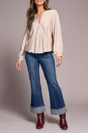 Tribal Ladies Sandstone LS Blouse w/ Front Placket Detail