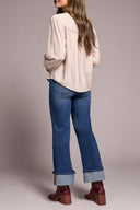 Tribal Ladies Sandstone LS Blouse w/ Front Placket Detail