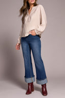 Tribal Ladies Sandstone LS Blouse w/ Front Placket Detail