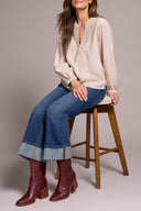 Tribal Ladies Sandstone LS Blouse w/ Front Placket Detail