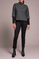 Tribal Ladies Charcoal LS Mock Neck Top w/Combo