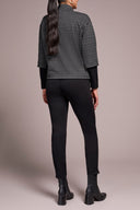 Tribal Ladies Charcoal LS Mock Neck Top w/Combo