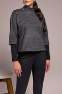 Tribal Ladies Charcoal LS Mock Neck Top w/Combo