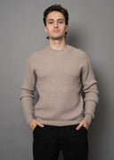 RD Style/Hedge Mens Beige Rib Crew Sweater