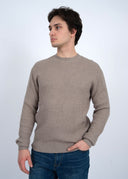 RD Style/Hedge Mens Beige Rib Crew Sweater
