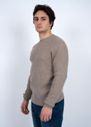 RD Style/Hedge Mens Beige Rib Crew Sweater