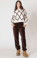 Dex Ladies Cream/Cocoa Diamond Check Sweater