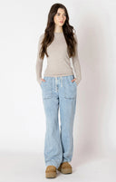 Dex Ladies Washed Blue Wide Leg Denim Pant