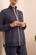 Tribal Ladies Sapphire LS Mock Neck Cardigan