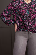 Tribal Ladies Bright Violet Blouse w/Faux Knot